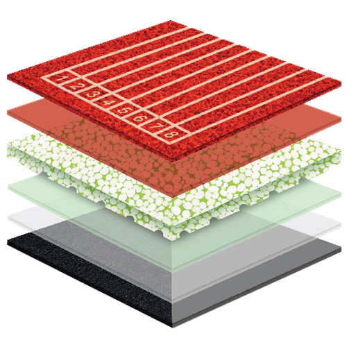 宁夏无缝预制型塑胶跑道非渗水自结纹面层方案一